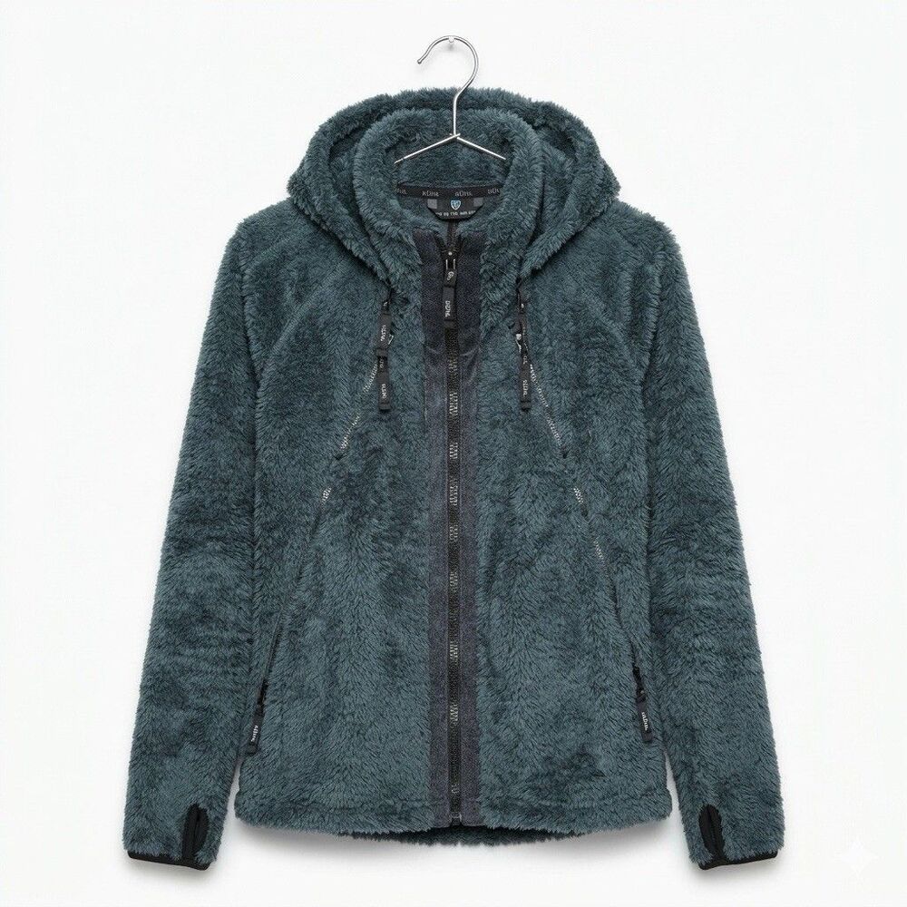 KUHL Flight Jacket Womens Small Green Fleece Sherpa Hooded Gorpcore Athletic